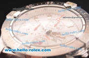Breitling Super Avenger Chronograph Miyota Quartz Steel Case with White Dial and Brown Leather Strap
