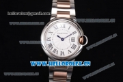 Cartier Ballon Bleu Medium Miyota OS2035 Quartz Two Tone Case/Bracelet with Roman Numeral Markers and White Dial