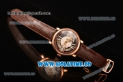 Cartier Rotonde De Cartier Asia Automatic Rose Gold Case with Black Skeleton Dial and Brown Inner Bezel