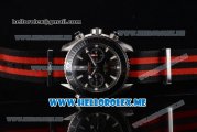 Omega Seamaster Planet Ocean Chronograph Swiss Valjoux 7750 Automatic Steel Case with Black Dial and Stick Markers Red/Black Nylon Strap (EF)