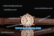 Franck Muller Liberty Miyota Quartz Rose Gold Case with Brown Leather Bracelet Diamond Bezel and Black Arabic Numeral Markers