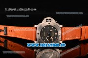 Panerai PAM 569 Luminor Submersible 1950 Left-Handed Titanio 2014 Limited Edition Clone P.9000 Automatic Titanium Case with Black Dial Brown Leather Strap and Luminous Markers (Z)
