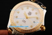 Tag Heuer Link 200 Meters Swiss Quartz Movement White MOP Dial with Diamond Markers/Bezel and Two Tone Strap