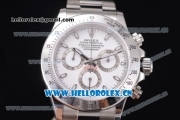 Rolex Daytona Chronograph Clone Rolex 4130 Automatic Stainless Steel Case/Bracelet with White Dial and Stick Markers (EF)