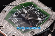 Richard Mille RM010 Miyota 9015 Automatic Steel/Diamonds Case with Skeleton Dial and Green Inner Bezel