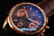 Tag Heuer Carrera Calibre 17 Swiss Valjoux 7750 Automatic Movement Rose Gold Case with Brown Dial - Rose Gold Stick Markers and Brown Leather Strap