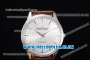Jaeger Lecoultre Master Ultra Thin 41 Miyota 9015 Automatic Steel Case with White Dial Brown Leather Strap and Stick Markers (ZF)