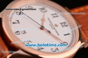 Vacheron Constantin Historiques Chronometre Royal 1907 Miyota Quartz Rose Gold Case with Brown Leather Strap White Dial and Arabic Numeral Markers