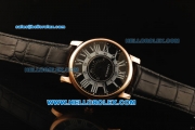 Cartier Rotonde de Cartier Automatic Movement Rose Gold Case with Black Dial and Black Leather Strap