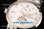 Vacheron Constantin Patrimony Tourbillon Full Steel with White Dial and Silver Stick Markers