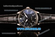 IWC Portugieser Hand-Wound Asia 6497 Manual Winding Steel Case with Black Dial and White Markers