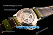 Panerai PAM 595 Luminor Vintage Moon Phase Asia Automatic Steel Case with White Dial and Green Leather Strap