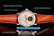 Vacheron Constantin Malte Tourbillon Asia Automatic Steel Case with White Dial and Brown Leather Strap - Stick Markers