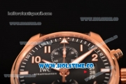 IWC Pilot's Watches Spitfire Chronograph Swiss Valjoux 7750 Automatic Rose Gold Case with Grey Dial Brown Leather Strap and Numeral Markers (BP)
