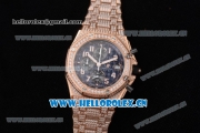 Audemars Piguet Royal Oak Offshore Seiko VK67 Quartz Rose Gold/Diamonds Case with Black Dial and Arabic Numeral Markers