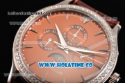 Jaeger-LECoultre Master Perpetual Calendar Asia Automatic Steel Case with Brown Dial Stick Markers and Diamonds Bezel