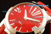 Ulysse Nardin Dual Time Automatic Movement Steel Case with Red Dial and Red Rubber Strap