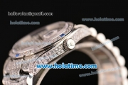 Rolex Day Date Automatic Movement Full Steel with Full Diamond and Blue Diamond Markers