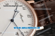 Breguet Classique Japanese Miyota 9015 Automatic Movement Rose Gold White Dial and Arabic Numeral Markers Leather Strap (FF)