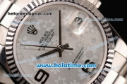 Rolex Datejust Swiss ETA 2836 Automatic Stainless Steel Case with Silver/Flower Dial and Numeral Markers