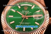 Rolex Day-Date Asia 2813/Swiss ETA 2836/Clone Rolex 3135 Automatic Rose Gold Case with Stick Markers and Green Dial (BP)