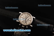 Patek Philippe Swiss Valjoux 7750 Manual Winding Movement White Dial with Roman Numeral Markers and Black Leather Strap