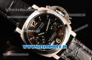 Panerai Luminor Chrono PAM310 Swiss Valjoux 7750-SHG Automatic Steel Case with Green Markers and Black Dial