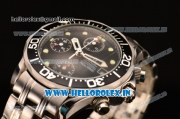 Omega Seamaster 300M Chrono Swiss Valjoux 7750 Automatic Full Steel with Black Dial and Green Dot Markers