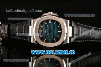 Patek Philippe Nautilus Miyota 9015 Automatic Steel Case with White Stick Markers and Blue Dial (BP)