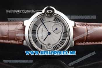 Cartier Ballon Bleu De Large Asia 2813 Automatic Steel Case with Silver Dial and Brown Leather Strap Roman Numeral Markers