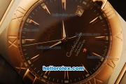 Omega Constellation Co-Axial Swiss ETA 2824 Automatic Steel Case with Rose Gold Bezel and Brown Dial-Two Tone Bracelet