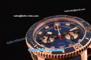 Ulysse Nardin Marine Chronograph Quartz Movement RG Case with Black Dial and Blue Bezel-Blue Rubber Strap