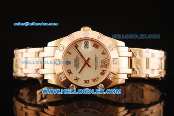 Rolex Datejust Swiss ETA 2836 Automatic Movement Full Rose Gold with White Dial and Roman Numerals