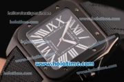 Cartier Santos 100 Swiss ETA 2824 Automatic Movement PVD Case with Black Dial and Black Strap