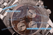 Breitling Chronomat B01 GMT Swiss Valjoux 7750 Automatic Steel Case/Strap with Brown Dial and Diamond Bezel