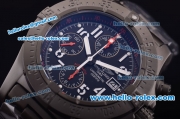 Breitling Avenger Swiss Valjoux 7750 Automatic PVD Case/Strap with Black Dial and White Numeral Markers