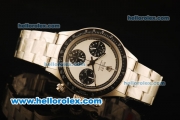 Rolex Daytona Vintage Edition Chronograph Swiss Valjoux 7750 Manual Winding Steel Case/Strap with White Dial