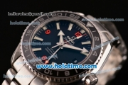 Omega Seamaster Planet Ocean GMT Swiss ETA 2824 Automatic Steel Case/Strap with Black Bezel and Stick Markers (BP)