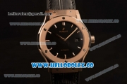 Hublot Classic Fusion Miyota 9015 Automatic Rose Gold Case with Black Dial and Black Leather Strap (AAAF)