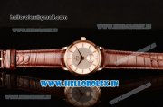 Omega De Ville Co-Axial Swiss ETA 2824 Automatic Rose Gold Case with Diamonds Markers Silver Dial and Brown Leather Strap