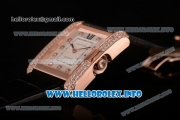 Cartier Tank Anglaise Miyota 9015 Automatic Rose Gold Case with Diamonds Markers and Silver Dial - Diamonds Bezel