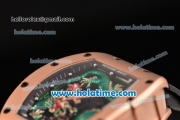 Richard Mille Tourbillon RM 057 Dragon Swiss ETA 2824 Automatic Rose Gold Case with Black Rubber Strap and Green Dragon Dial