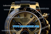 Rolex Daytona Chrono Clone Rolex 4130 Automatic Yellow Gold Case with Yellow Dial Ceramic Bezel and Black Rubber Strap - 1:1 Original (EF)