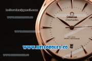 Omega De Ville Tresor Master Co-Axial Clone 8800 Automatic Rose Gold Case with White Dial and Brown Leather Strap - (YF)