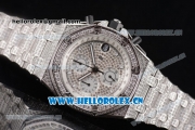 Audemars Piguet Royal Oak Offshore Seiko VK67 Quartz Steel/Diamonds Case with Diamonds Dial and Arabic Numeral Markers