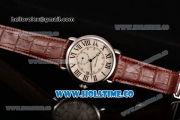 Cartier Rotonde De Asia Manual Winding Steel Case with White Dial and Black Roman Numeral Markers