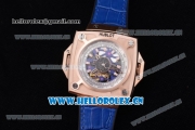 Hublot Masterpiece MP 08 Antikythera Sunmoon Asia 2813 Automatic Rose Gold Case Skeleton Dial Stick Markers and Blue Leather Strap