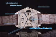 Cartier Santos 100 Swiss Tourbillon Manual Winding Movement Steel Case with White Dial and Brown Leather Strap