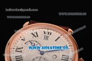 Cartier Rotonde Second Time Zone Day/Night Asia Manual Winding Rose Gold Case with White Dial and Black Roman Numeral Markers