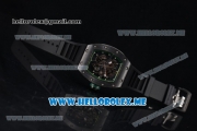 Richard Mille RM 055 Miyota 9015 Automatic PVD Case with Skeleton Dial and Dot Markers Black Rubber Strap Green Inner Bezel